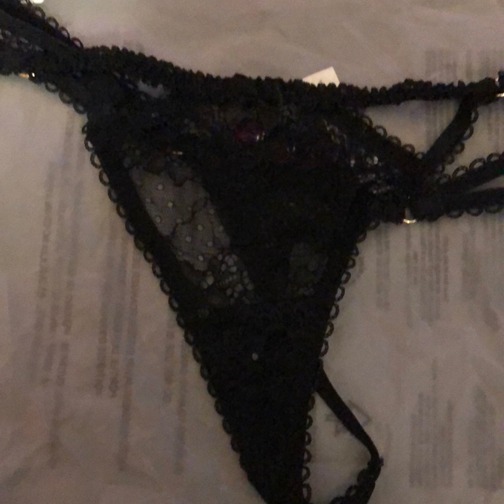 Black lacy thongs